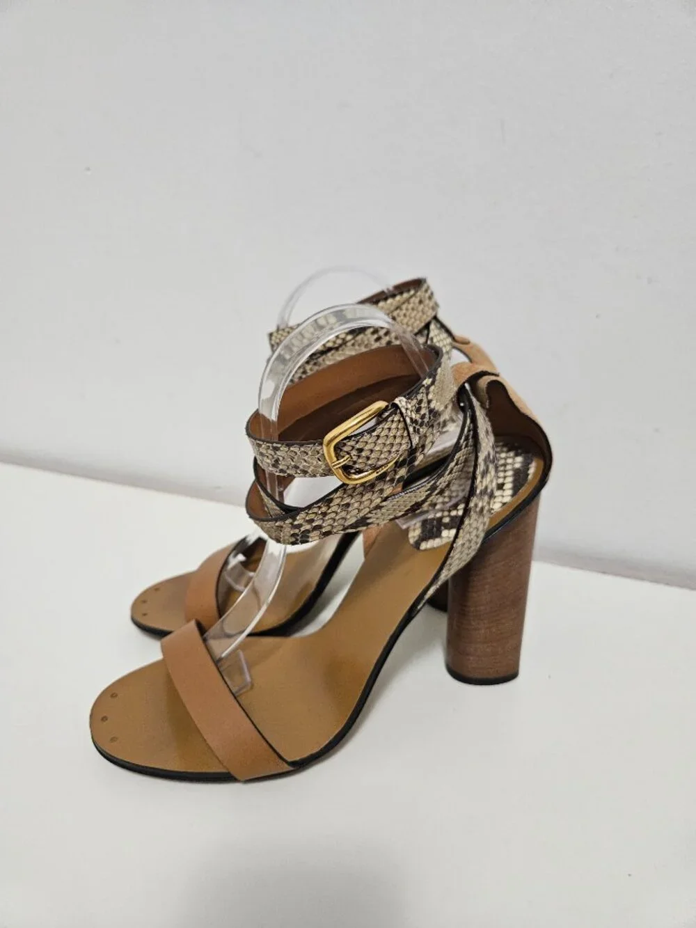 NWOT Gucci Candy Leather Python Heel Sandals Sz 41 EUR Tan Runway